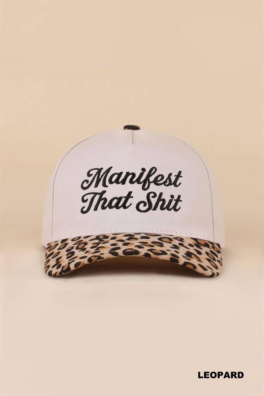 Manifest That Shit Two Tone Snapback Hat: LEOPARD / 1(ONE SIZE)